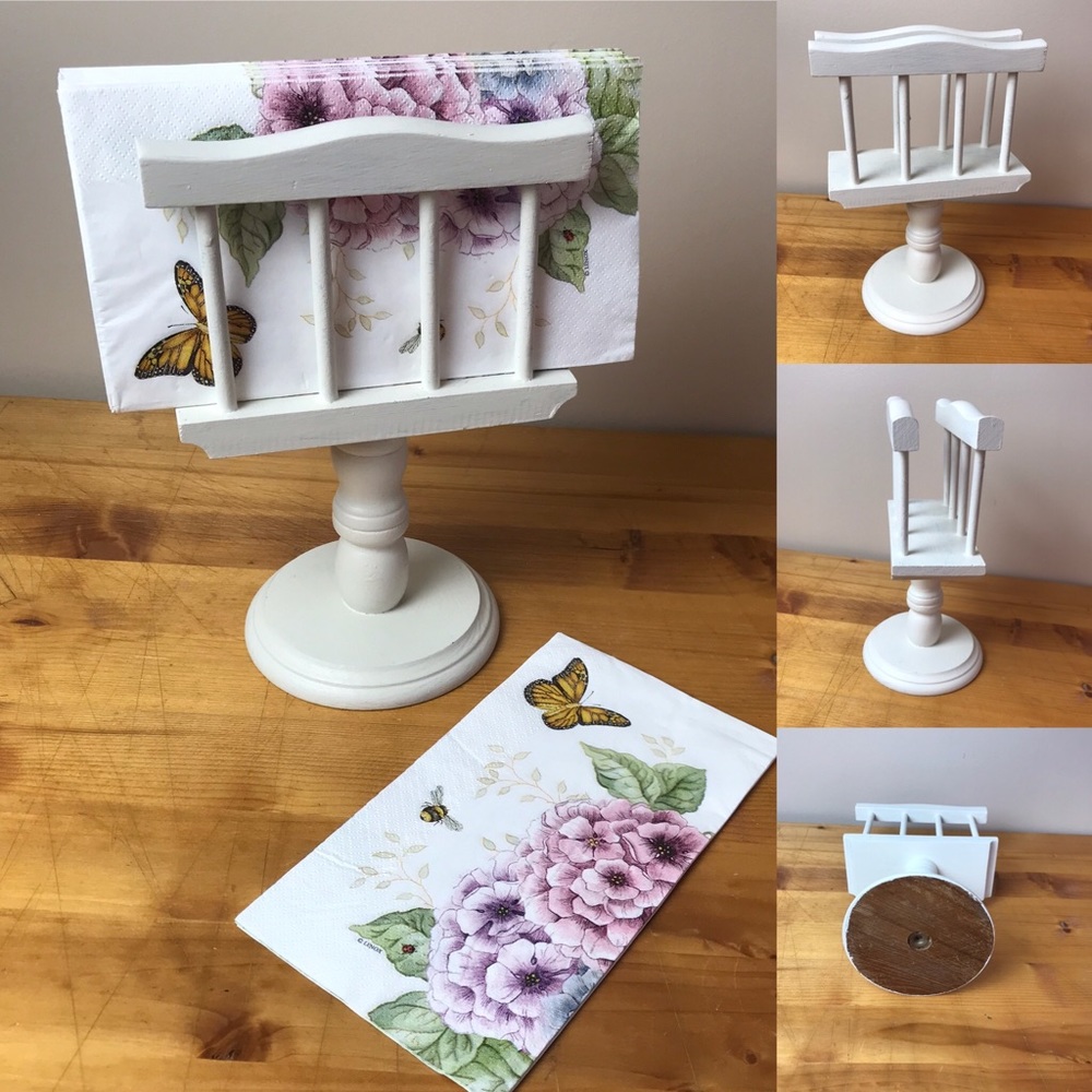 Pedestal Napkin Holder Wood White